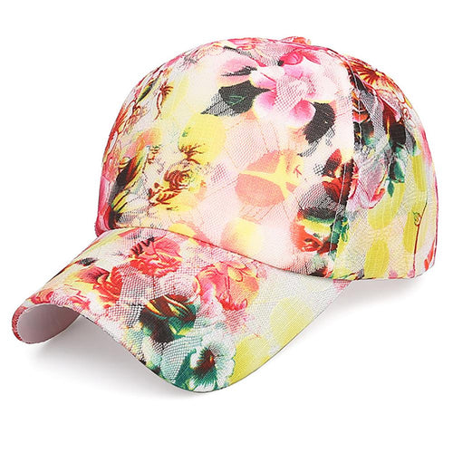 Women Fashion Hip Pop Baseball Cap Flower Floral Outdoor Sports Hat Fitness Running Cap
