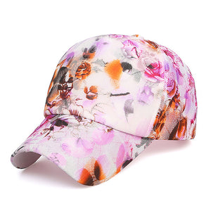 Women Fashion Hip Pop Baseball Cap Flower Floral Outdoor Sports Hat Fitness Running Cap