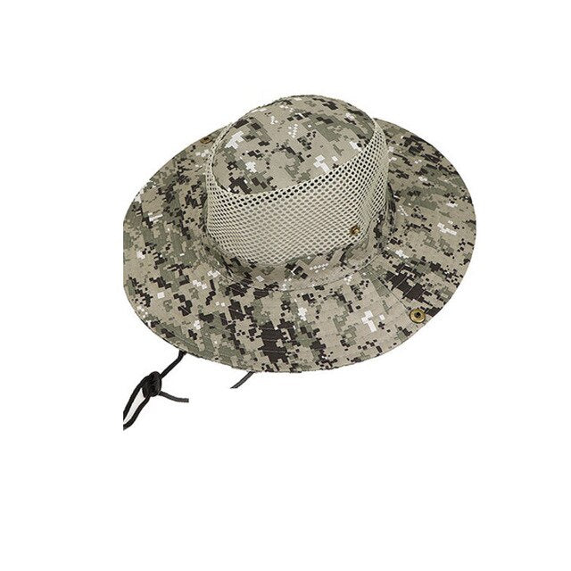 NEW Outdoor Breathable Mesh Camouflage Bucket Hat Sun Protection Fishing Hiking Cap