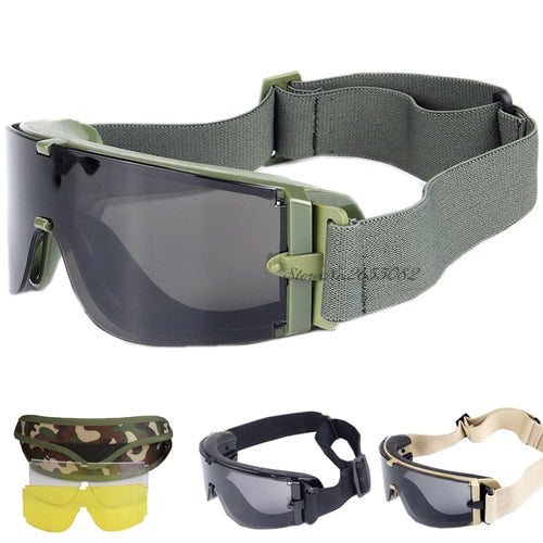 3 lens Ballistic Windproof UV Protect Eyewear Tactical