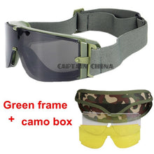 Load image into Gallery viewer, 3 lens Ballistic Windproof UV Protect Eyewear Tactical